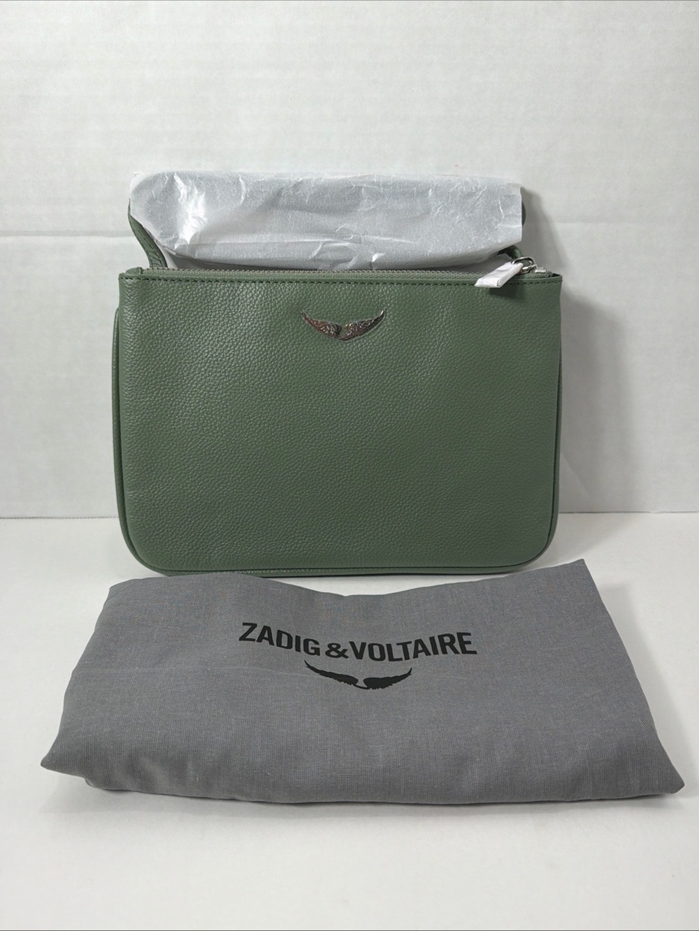 Zadig & Voltaire DUO WINGS GRAINED LEATHER SOUL (Green) UNIQUE CROSSBODY BAG NWT
